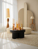 Tealight holder ribbed glass blush ♻︎