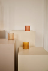 Tealight holder ribbed glass terra ♻︎