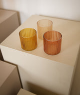 Tealight holder ribbed glass terra ♻︎