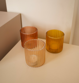 Tealight holder ribbed glass blush ♻︎