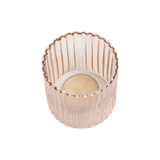 Tealight holder ribbed glass blush ♻︎