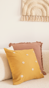 Cotton linen cushion cover shells mustard