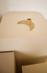 Moon candle holder mustard