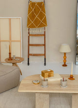 Glass candle holder small mustard ♻︎