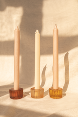 Frosted ribbed candle holder small blush ♻︎