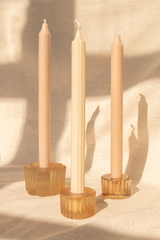 Frosted ribbed candle holder small blush ♻︎