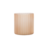Frosted tealight holder ribbed glass blush ♻︎