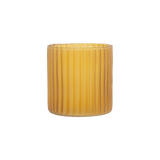 Frosted tealight holder ribbed glass mustard ♻︎