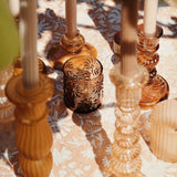 Frosted classic glass candle holder mustard ♻︎