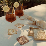 Bloemenprint servetringen beige (set/4)