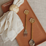 Bloemenprint servetringen beige (set/4)