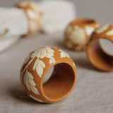 Bloemenprint servetringen mud (set/4)