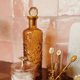 Decoratieve bloemenfles mosterd ♻︎