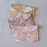 Wallet with push button blockprint mustard