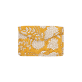 Wallet with push button blockprint mustard