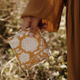 Credit card holder blockprint mustard