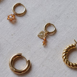 Elizabeth heart coin earrings Hessonite Garnet