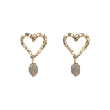 Organic heart earrings Labradorite