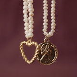 Twisted heart pearl necklace