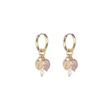 Heart lock earrings Strawberry Quartz pearls
