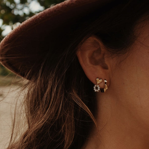 Organic hexagon earrings small