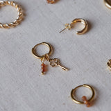 Vintage clover key earrings Hessonite Garnet