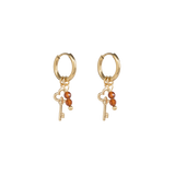 Vintage clover key earrings Hessonite Garnet