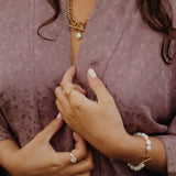 Freshwater pearl bracelet heart lock