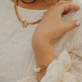 Freshwater pearl bracelet heart lock