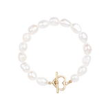 Freshwater pearl bracelet heart lock