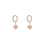 Kralen oorbellen bloem Sunstone