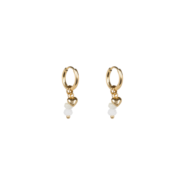 Small heart earrings White Quartz