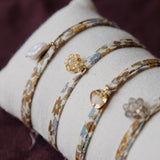 Liberty rope mixed flowers organic coin White Quartz