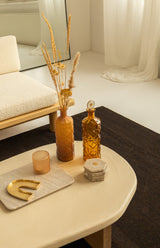 Frosted tealight holder ribbed glass blush ♻︎