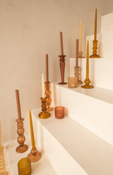 Frosted classic glass candle holder terra ♻︎