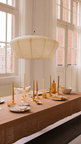 Frosted tealight holder ribbed glass mustard ♻︎