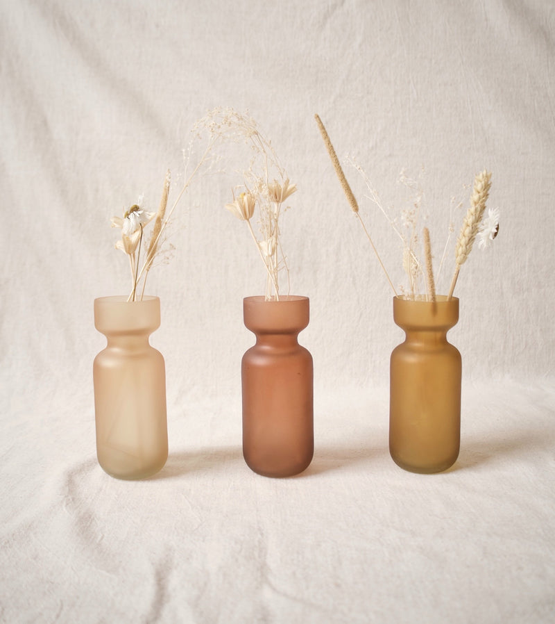 Medium vase frosted glass mustard ♻︎