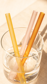 Frosted glass straws blush (set/2) ♻︎