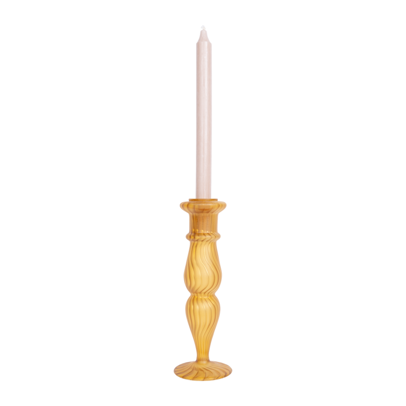 Frosted classic glass candle holder mustard ♻︎