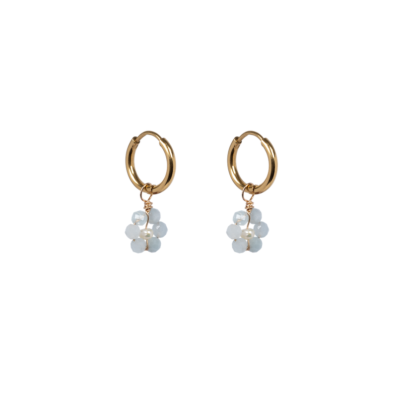 Aquamarine / March birth flower earrings