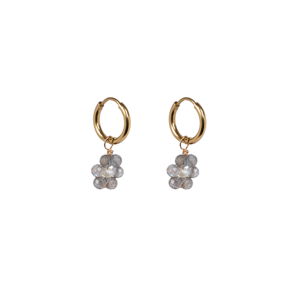 Labradorite wild flower charm earrings