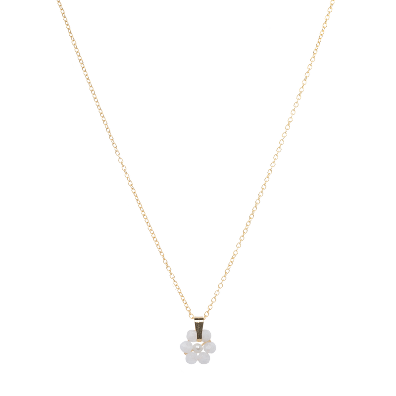 White Quartz / April birth flower necklace