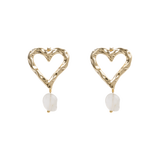 Organic heart earrings White Quartz
