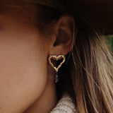 Organic heart earrings Labradorite