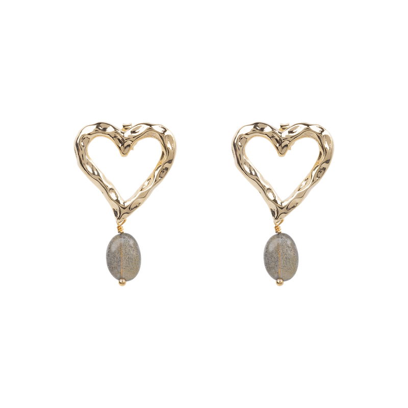 Organic heart earrings Labradorite