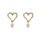 Organic heart earrings Strawberry Quartz