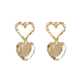 Double organic solid heart earrings