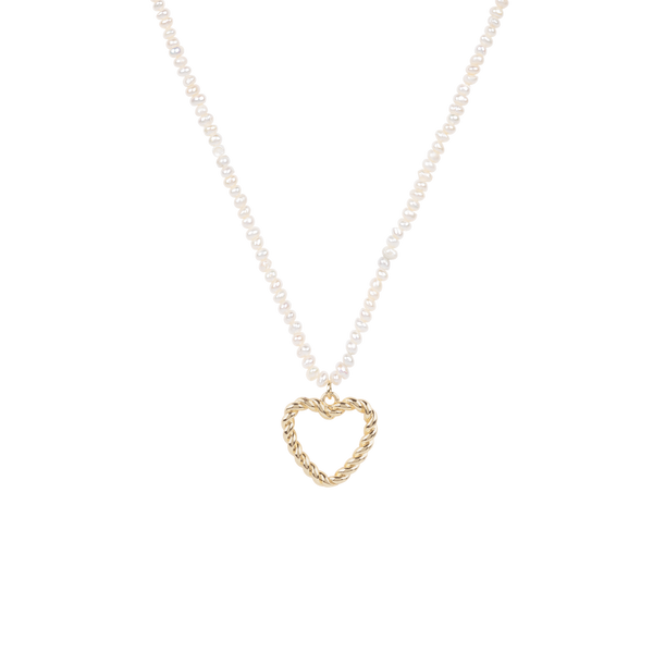 Twisted heart pearl necklace