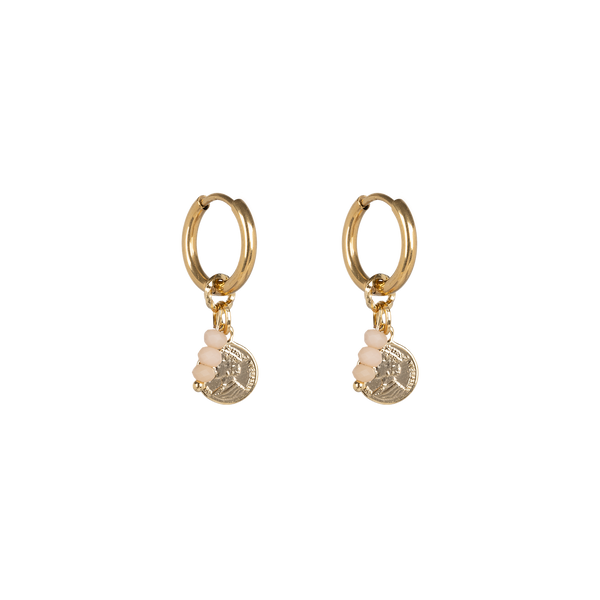 Small elizabeth coin earrings peach