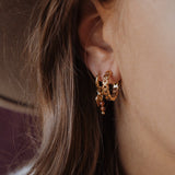 Elizabeth heart coin earrings Hessonite Garnet